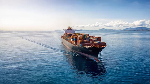 A Ship carrying containers