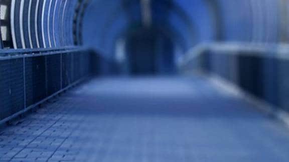 Interior of a long tunnel